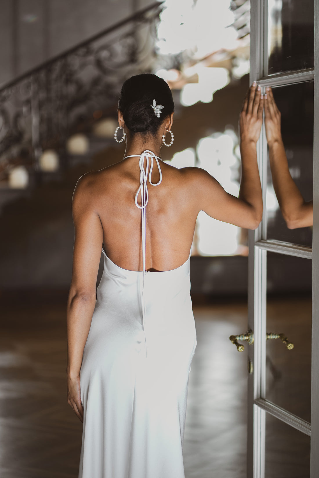 V-Neck Maxi Satin Dress