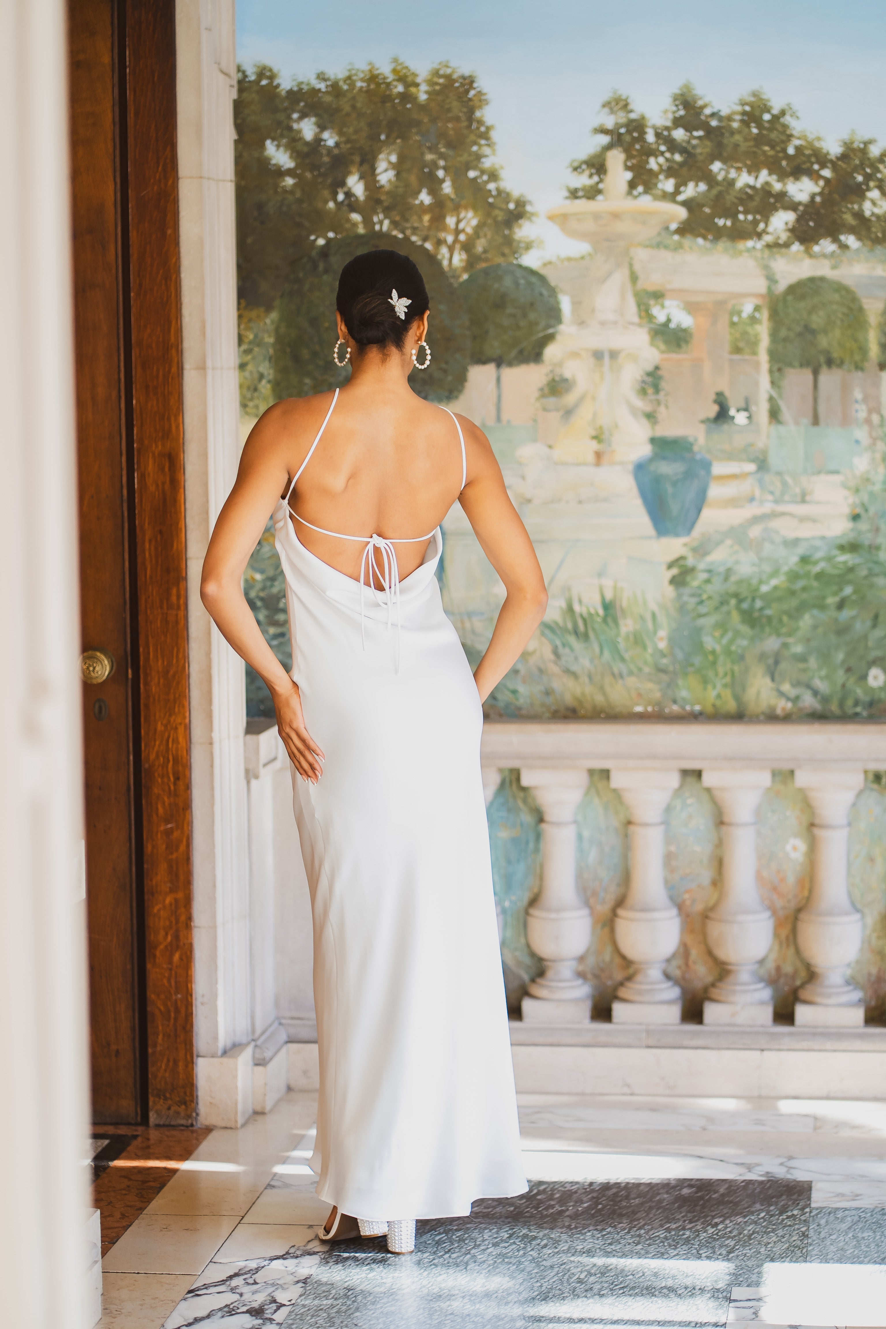 Halter Neck Dress With Flower Brooch