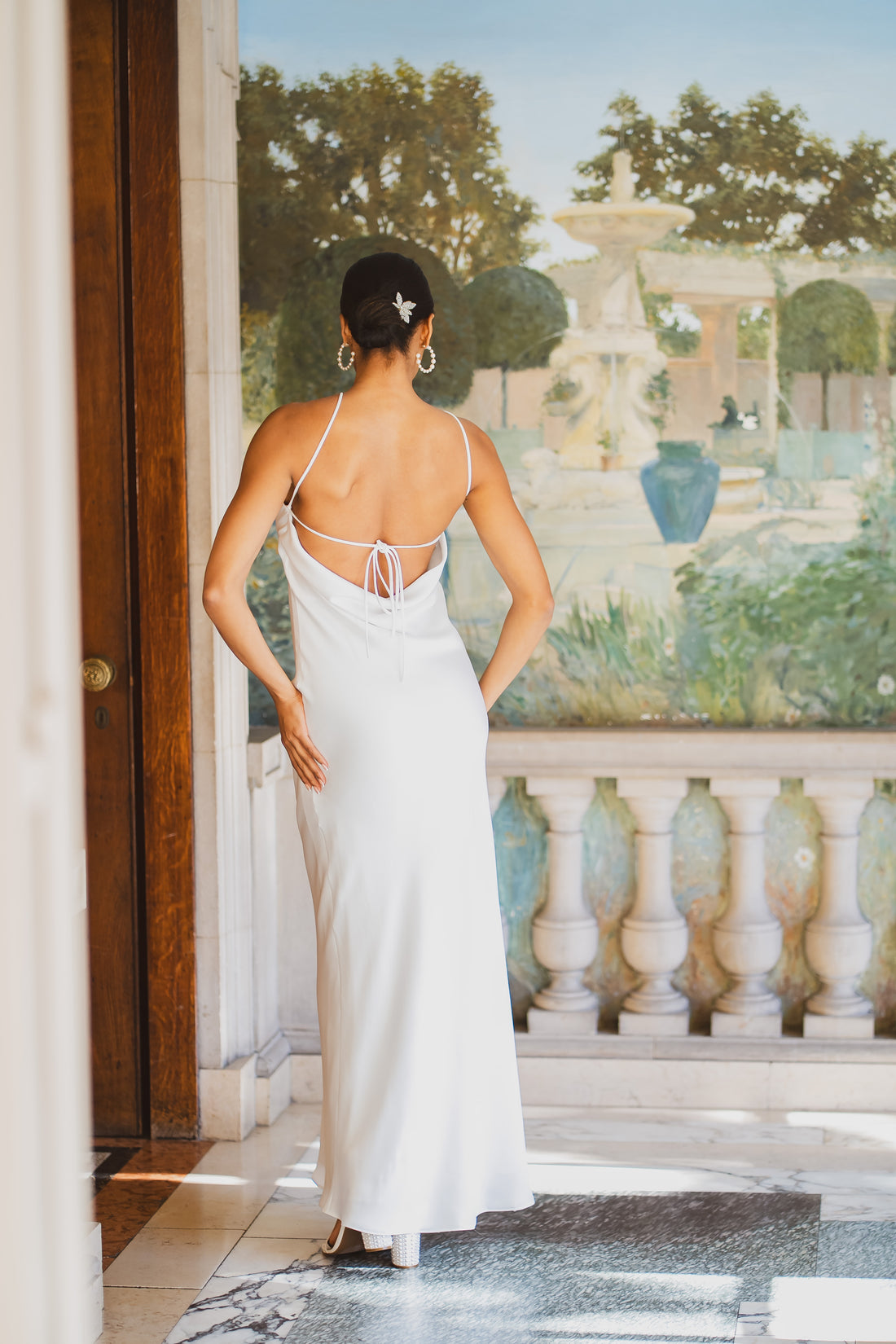 Halter Neck Dress With Flower Brooch