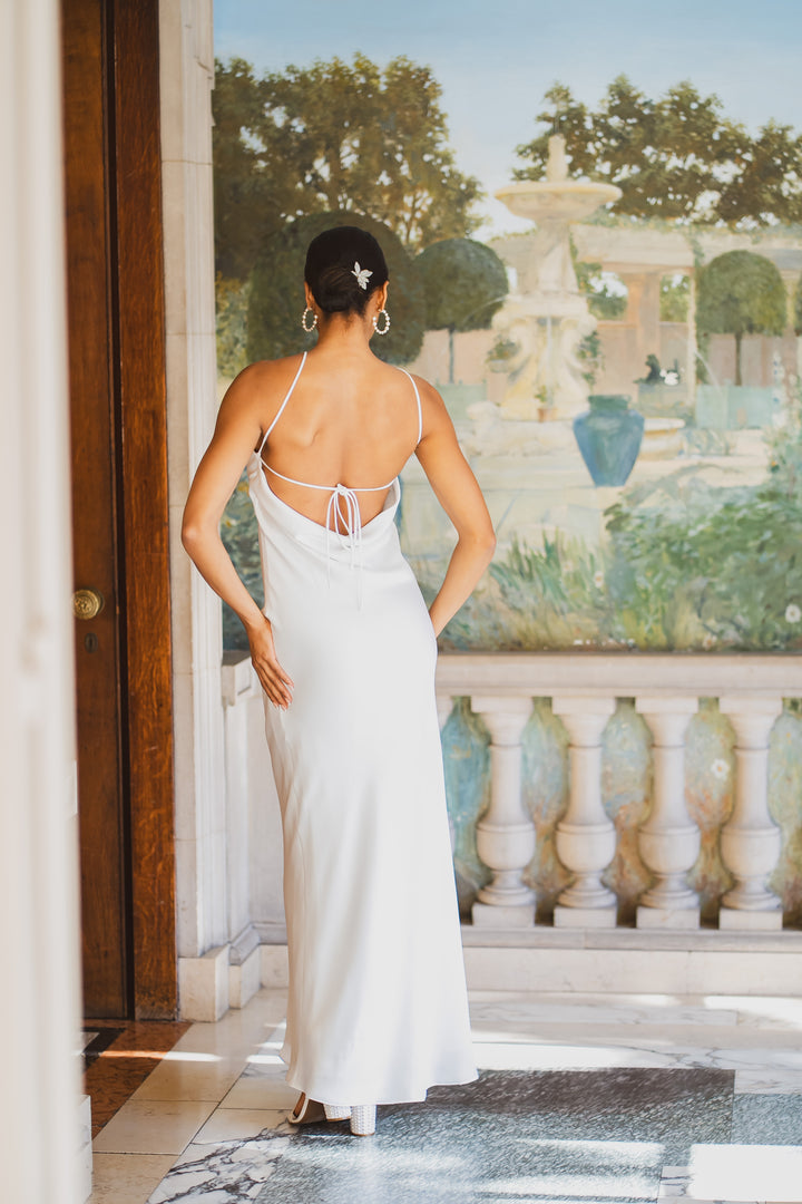 Halter Neck Dress With Flower Brooch